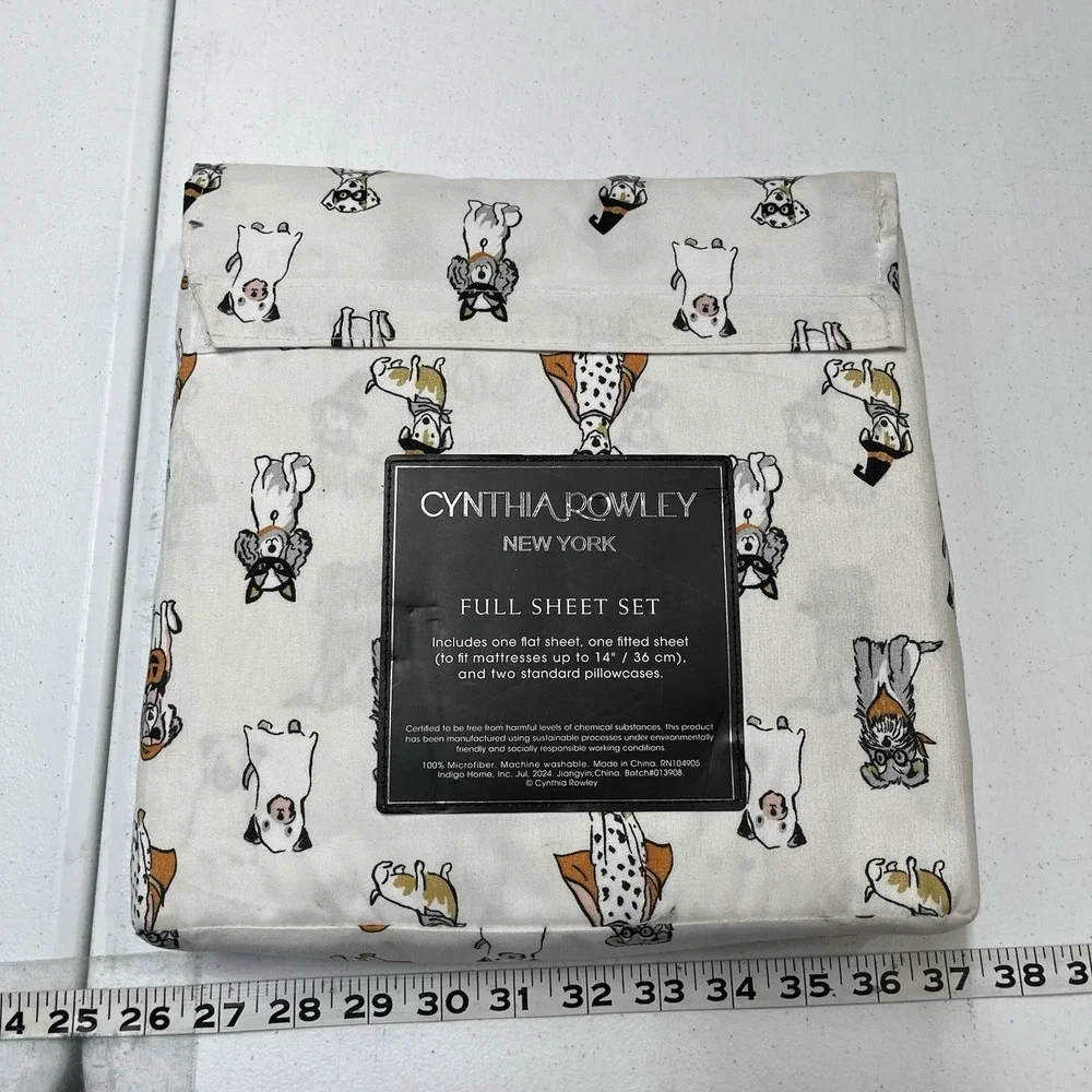 Cynthia Rowley Full Sheet Set Halloween Dogs Puppy Trick Or Treet Print 4 PC